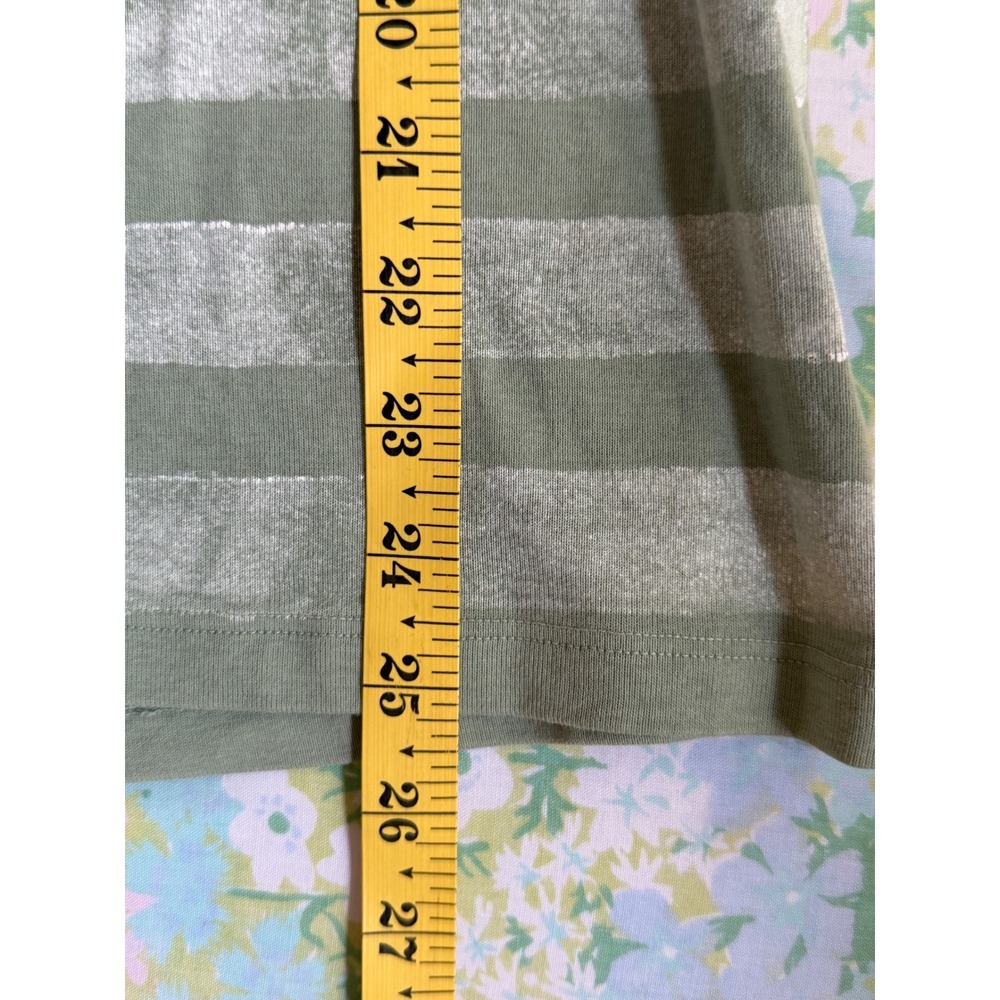 Big Bud Press | Bedroom T-Shirt Size M Green Silver Metallic Striped Crewneck - Picture 6 of 6